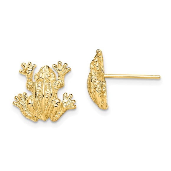 14K 2-D Leap Frog Post Earrings - Picture 1 of 4